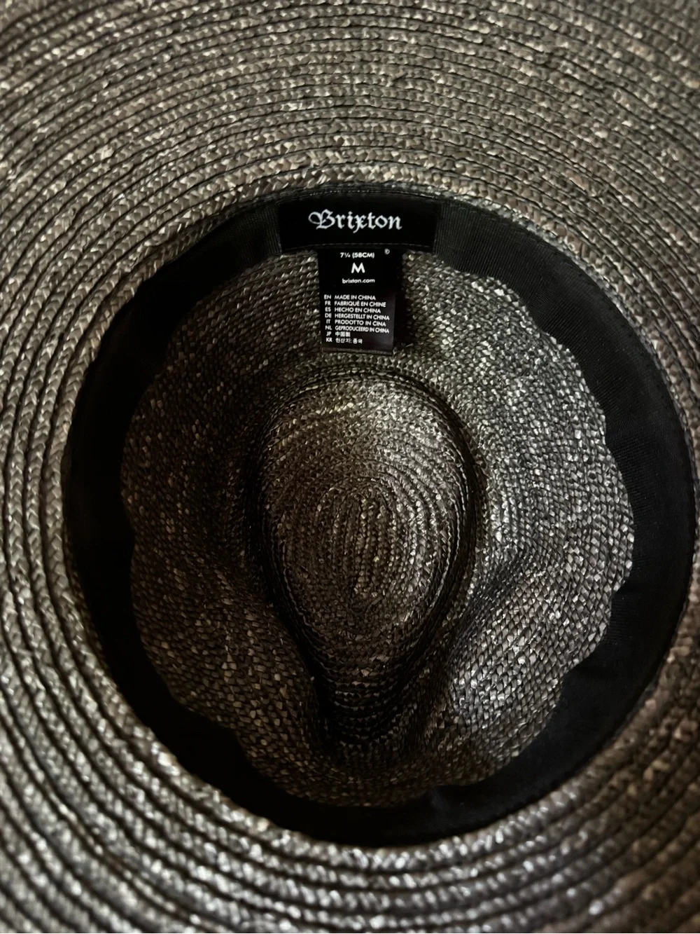 Brixton Charcoal Wide-Brim Straw Fedora with Ribbon Band